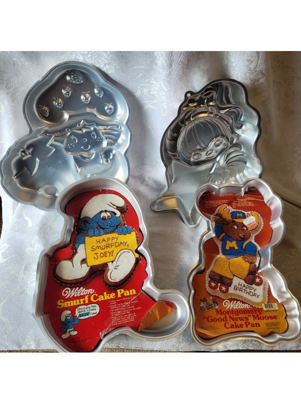 Vintage Wilton cake pans 80s Cartoon Nostalgia bundle Smurfs Rainbow Brite lot